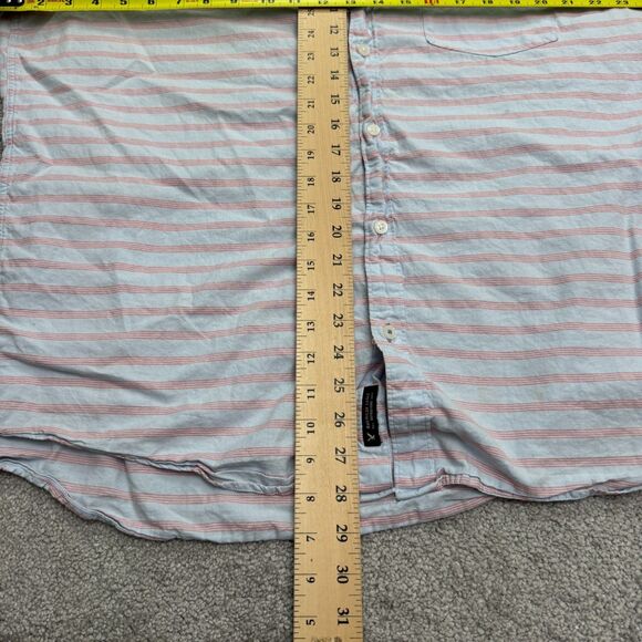 American Eagle Seriously Soft Button Down Shirt Mens XXL Red Blue Striped Cotton - Picture 8 of 15